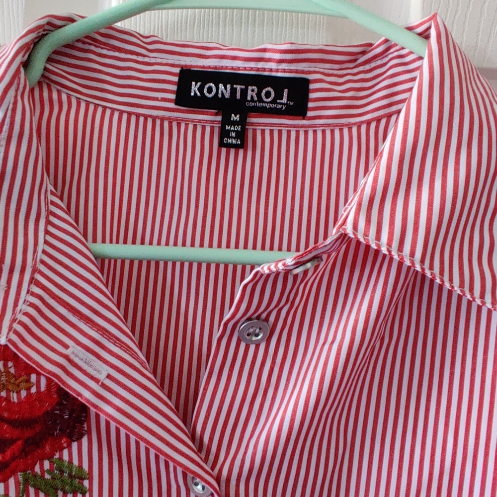 Red buttoned shirt